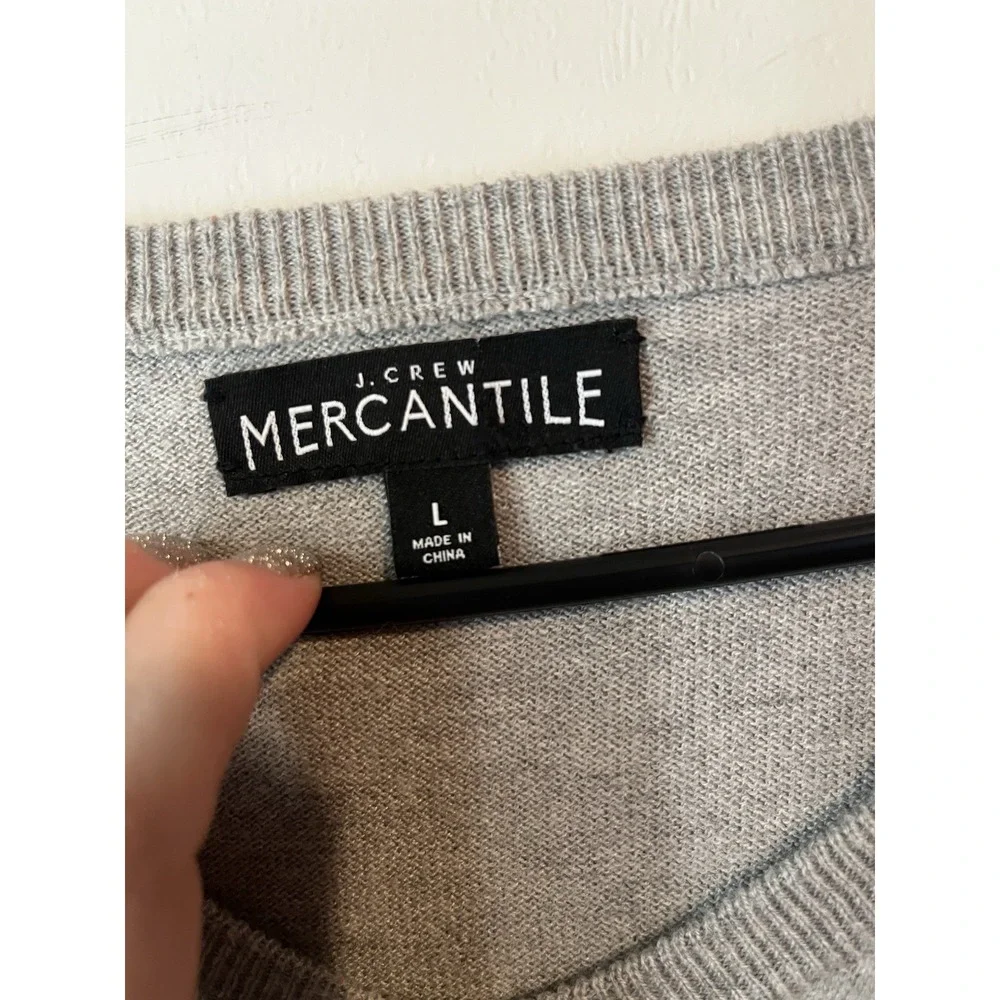 J Crew Mercantile Merino Wool Blend Sweater V Neck Long Sleeve‎ Gray Mens Large